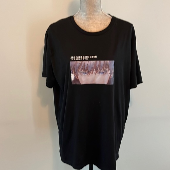 Anime Men Japanese Letter And Figure Graphic Tee black size xxl great condition - Picture 1 of 3